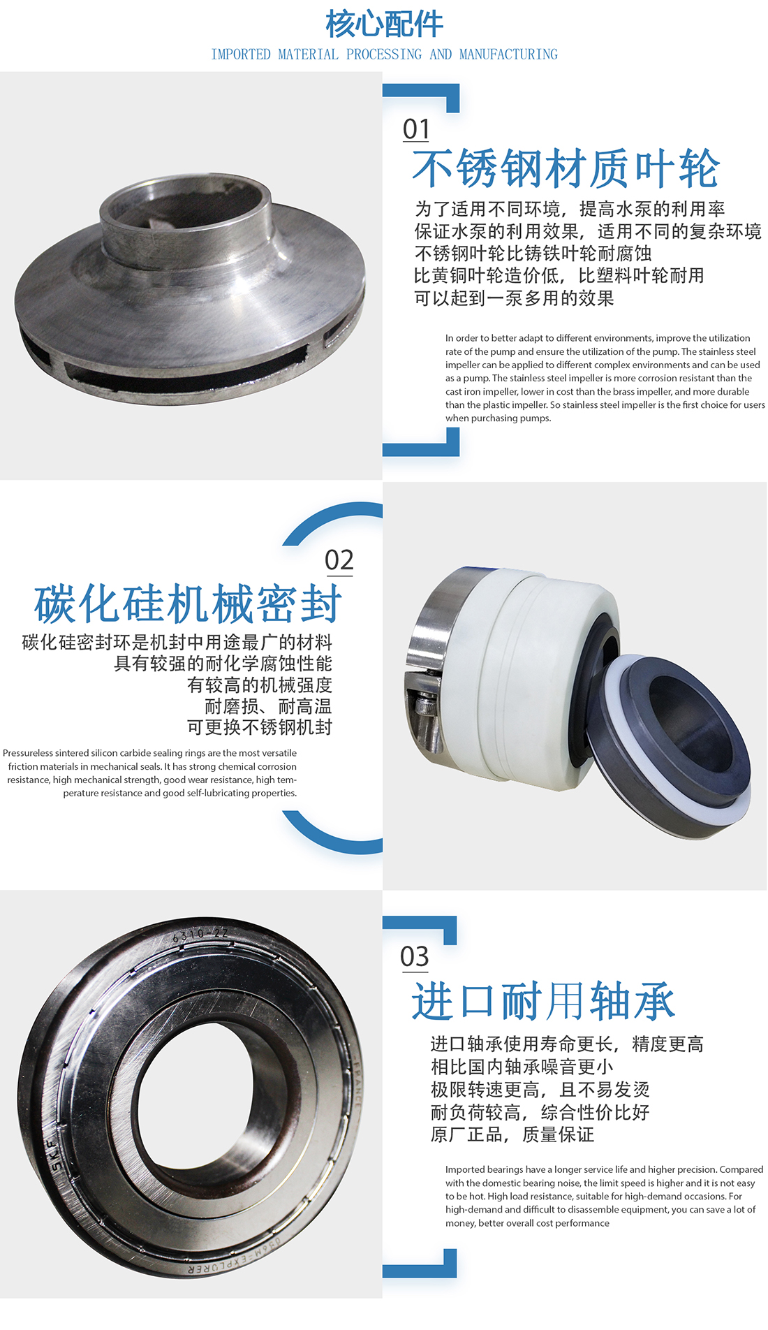 不锈钢自吸离心泵的核心配件