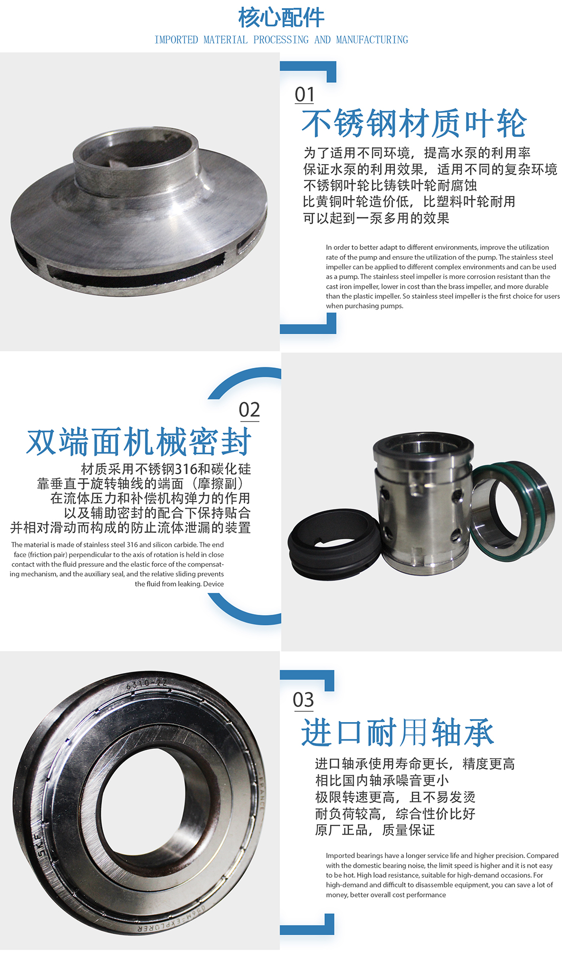 ITT系列不锈钢离心泵核心配件